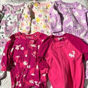 3 Carter’s & 2 Gerber Baby Fleece Footed Pajamas Bundle 0-3Months (P3)